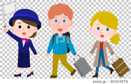 ガイドをつけて旅行する白人の男女2 インバウンド　イラスト 90204878
