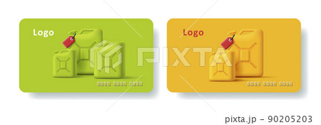 Discount card template with 3d illustration of fuel canisters Discount card template with 3d illustration of fuel canisters 90205203