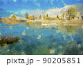 Digital painting of landscape in autumn 90205851