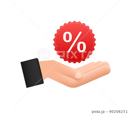 Percent in hands in 3D style. Vector drawing. Percent sign. Vector icon. 90206251