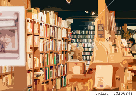 背景イラスト 本屋 本棚 背景イラスト 本屋 本棚 90206842
