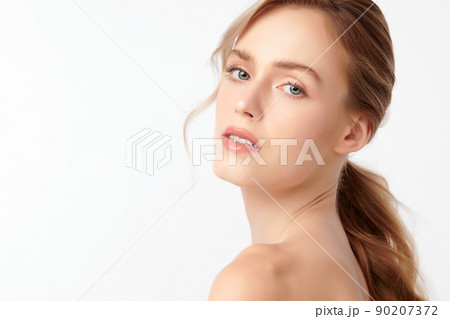 Beautiful young asian woman with clean fresh skin on white background, Face care, Facial treatment, Cosmetology, beauty and spa, Asian women portrait. Beautiful young asian woman with clean fresh skin on white background, Face care, Facial treatment, Cosmetology, beauty and spa, Asian women portrait. 90207372