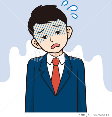 疲れたビジネスマン_線画 疲れたビジネスマン_線画 90208831