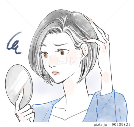 白髪に悩むミドル女性 90209325