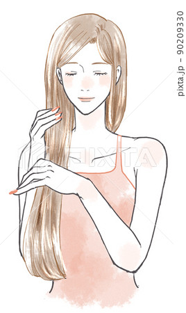 美しい髪を手入れする女性 美しい髪を手入れする女性 90209330