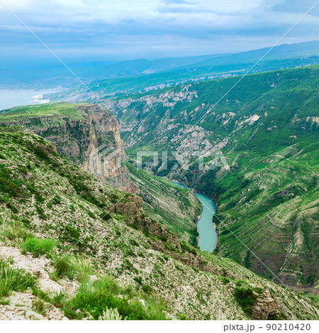 mountain landscape, view of the canyon of the Sulak river in Dagestan mountain landscape, view of the canyon of the Sulak river in Dagestan 90210420