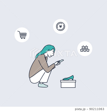 CtoCアプリで不用品を売ろう!なイラスト素材 CtoCアプリで不用品を売ろう!なイラスト素材 90211063