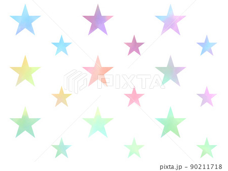 綺麗な淡い色の色とりどりのグラデーションの星形セット 綺麗な淡い色の色とりどりのグラデーションの星形セット 90211718