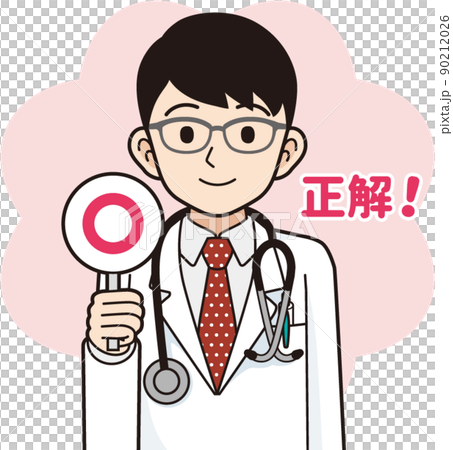 正解の棒を持つ男性医師＿線画 90212026