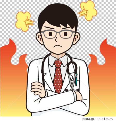 Angry male doctor_line drawing - Stock Illustration [90212029] - PIXTA