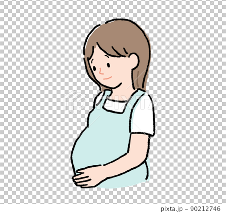 お腹を撫でる妊婦のイラスト お腹を撫でる妊婦のイラスト 90212746