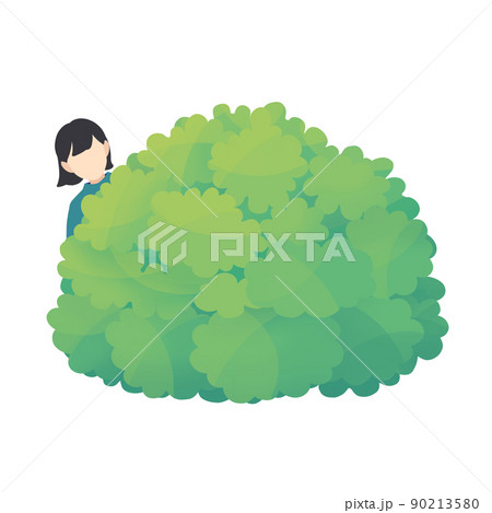 植え込みから覗く女性 90213580