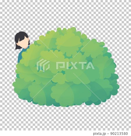 Woman peeking from the planting 90213580