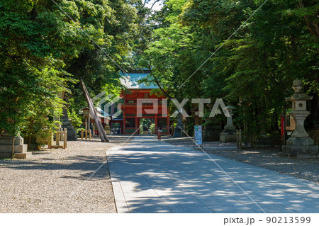 初夏の鹿島神宮の参道と楼門 茨城県鹿嶋市 初夏の鹿島神宮の参道と楼門 茨城県鹿嶋市 90213599
