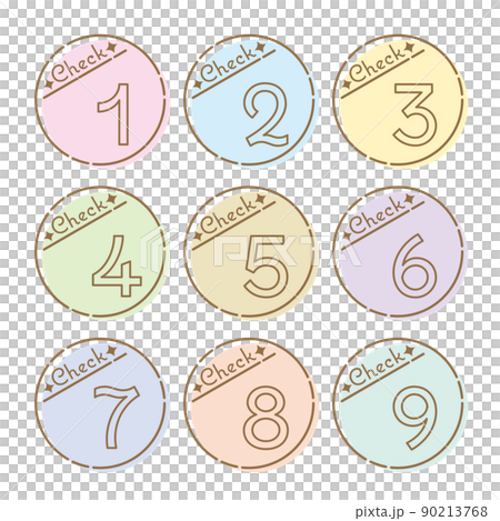 Circular number icon set 1-9 CHECK (pastel color, colorful) Circular number icon set 1-9 CHECK (pastel color, colorful) 90213768