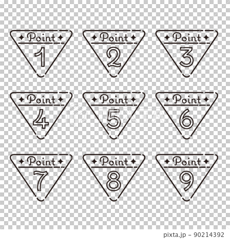 三角形數字圖標集 1-9 點（單色） 90214392