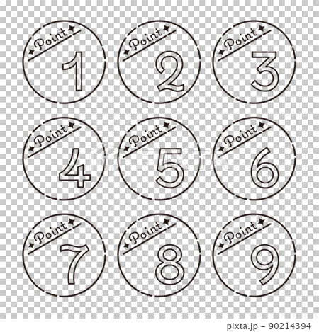 圓形數字圖標集 1-9 點（單色） 90214394