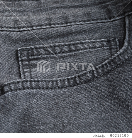 Close up detail of pocket of light black jeans Close up detail of pocket of light black jeans 90215199