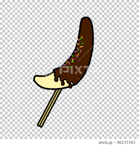 Illustration of banana with chocolate (chocolate banana) often seen at festivals 90215561