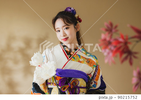 振袖　黒　熨斗文様 90215752