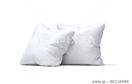 Two white pillows on a white background. 3D image 90216989