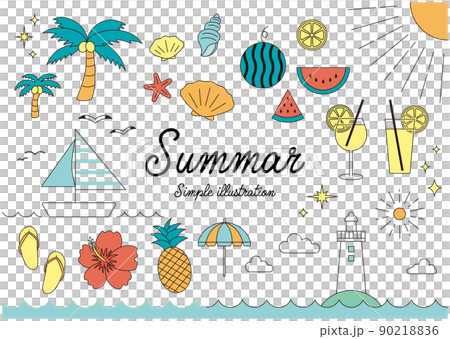 夏天的可愛簡單插圖 90218836