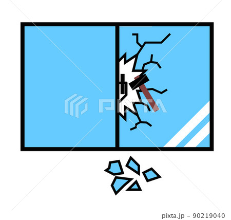 窓を割って侵入した空巣の犯罪イラスト 90219040
