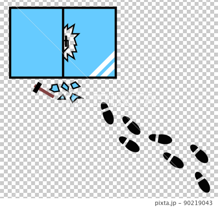 窓を割って侵入した空巣の犯罪イラスト 90219043