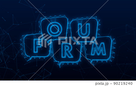 Forum label on chat speech bubble, plexus icon. Vector stock illustration. 90219240