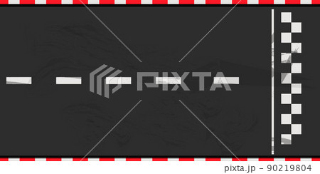 Road race, street top view in cartoon style. Surface textured part, speedway near finish.  90219804