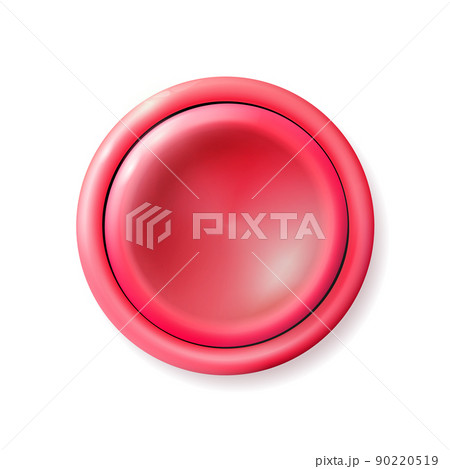 Realistic matte pink button. Plastic Circle Ui component. Vector illustration for your design. 90220519