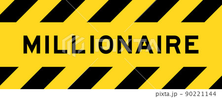Yellow and black color with line striped label banner with word millionaire 90221144