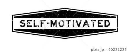 Grunge black self motivated word hexagon rubber seal stamp on white background 90221225