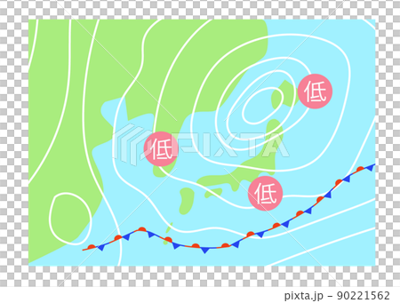 Baiu front weather map illustration Baiu front weather map illustration 90221562