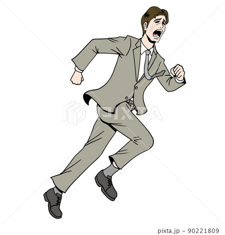 アメコミタッチの泣きながら走るビジネスマンのイラスト素材
