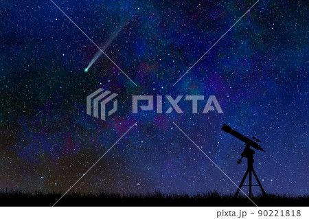 星空と天体望遠鏡 90221818
