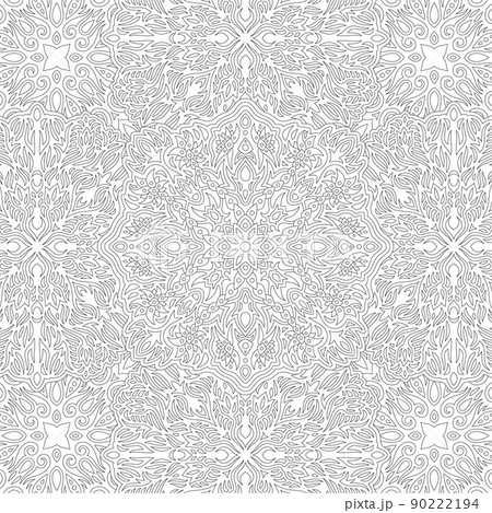 Linear vector art with ornate square pattern Linear vector art with ornate square pattern 90222194