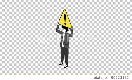 Illustration, isometric, vector of a woman with a caution mark Illustration, isometric, vector of a woman with a caution mark 90223182