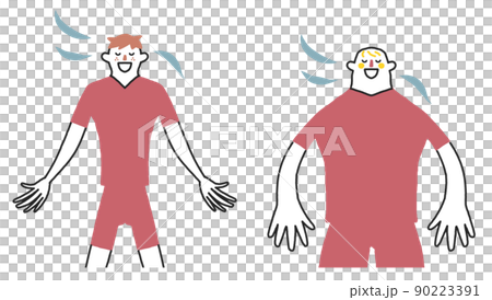 在微風中放鬆的運動員或俱樂部活動學生插圖素材 90223391