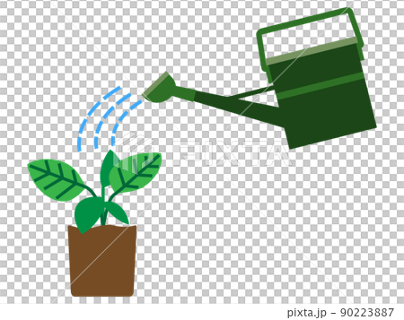 Illustration of watering seedlings with a watering can 90223887