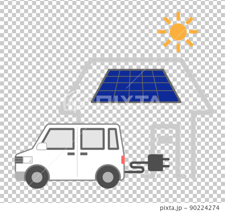 Charging an electric vehicle with solar power - Stock Illustration ...