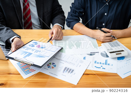 Business partner team working together meeting are discussing and analyzing with new strategic marketing project investment to grow up the profit of the project Business partner team working together meeting are discussing and analyzing with new strategic marketing project investment to grow up the profit of the project 90224316