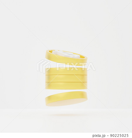 3d rendering of Stack of coins icon on clean background for mock up and web banner. Cartoon interface design. minimal metaverse concept. 90225025