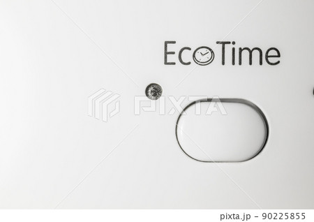 Button to turn on Eco Time mode. Control panel of the washing machine. The button of the special function of the modern washing machine. Selective focus 90225855