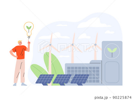 Windmills and Solar Energy Panels, Renewable Energy 90225874