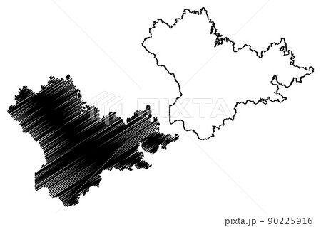 Mysore district (Karnataka State, Republic of India, Mysore division) map vector illustration, scribble sketch Mysore map 90225916