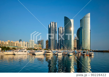 Busan marina with yachts on sunset, South Korea 90226422