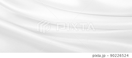 Smooth elegant white silk or satin luxury cloth texture as wedding background. Luxurious background design 90226524