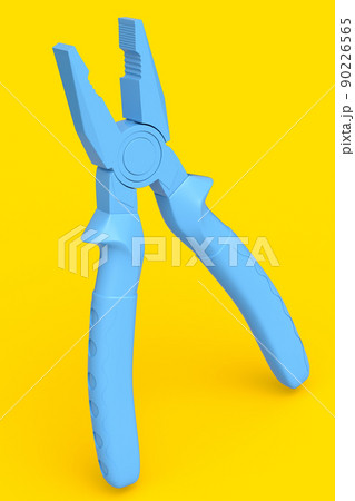Hand tool pliers for repair and installation on yellow monochrome background 90226565