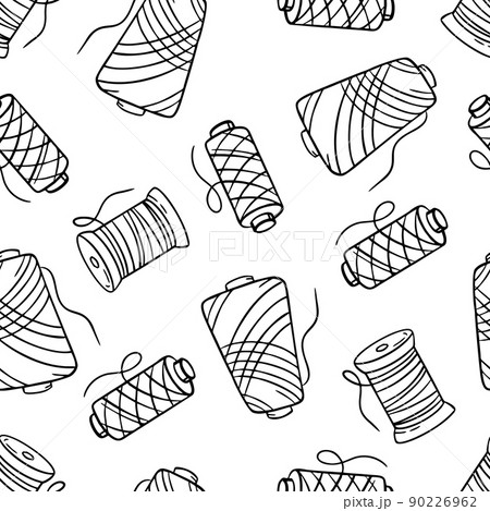 Pattern needlework sewing knitting black doodle on white background Vector illustration in doodle style Pattern needlework sewing knitting black doodle on white background Vector illustration in doodle style 90226962